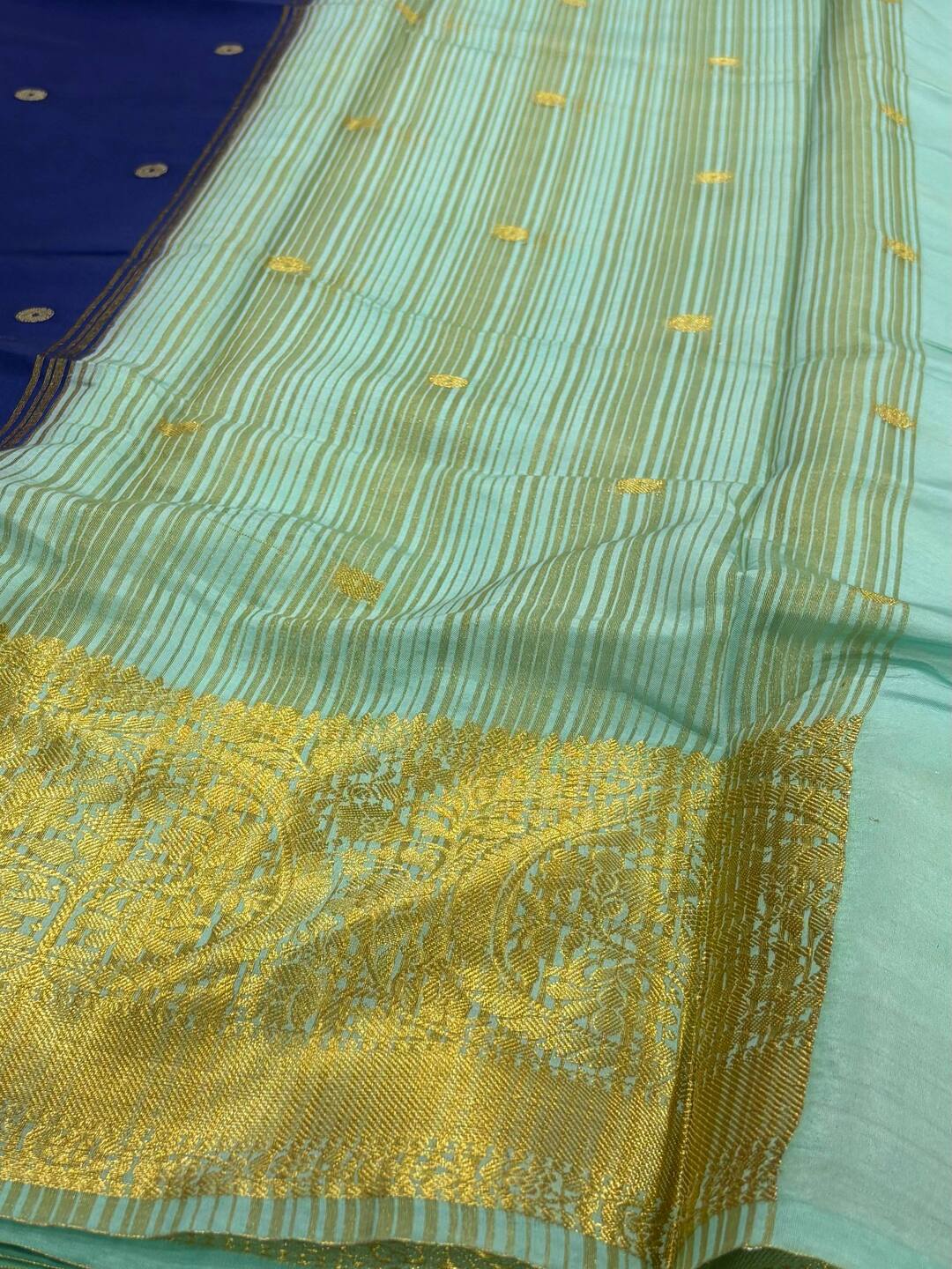 Navy Blue Banaras Cotton Silk Saree
