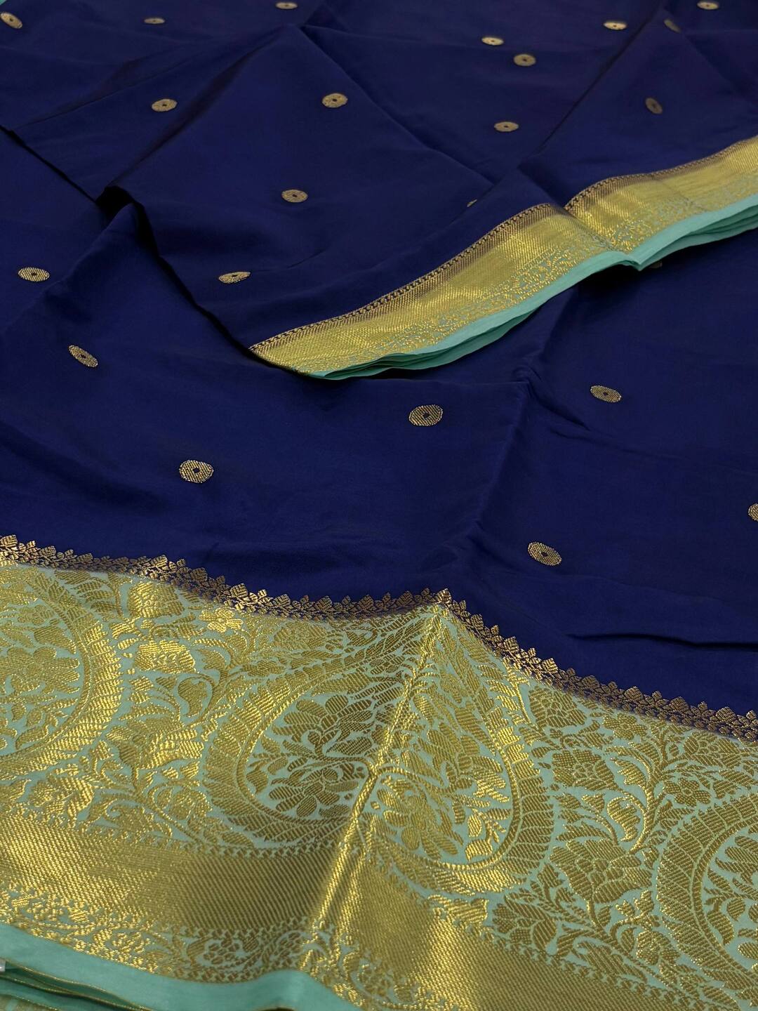 Navy Blue Banaras Cotton Silk Saree