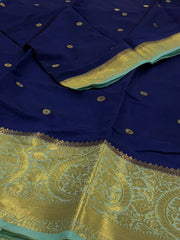 Navy Blue Banaras Cotton Silk Saree