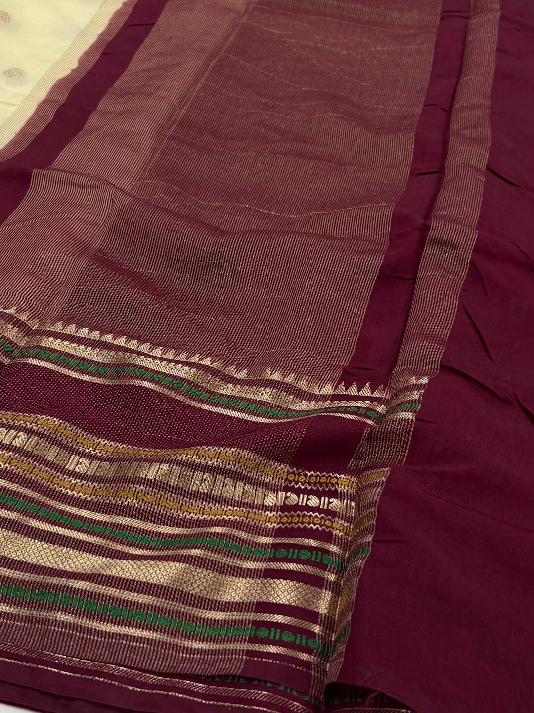 Off White Banaras Cotton Silk Saree