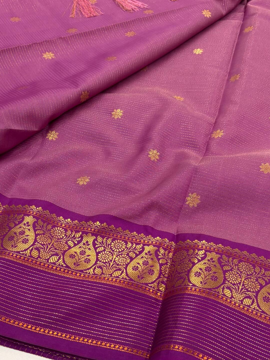 Pastel Pink Checked Tissue Cotton Silk Saree