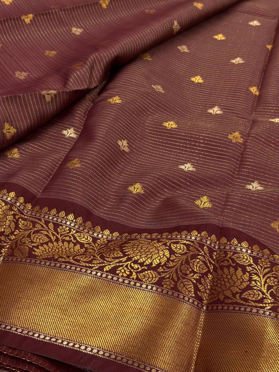 Dusty Pink Checked Tissue Cotton Silk Saree