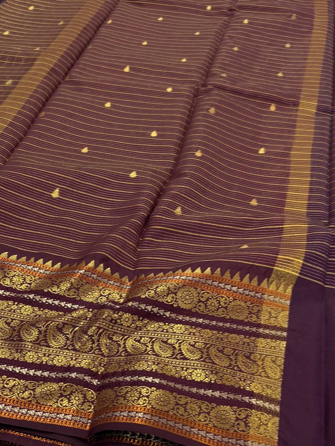 Maroon Checked Tissue Cotton Silk Saree