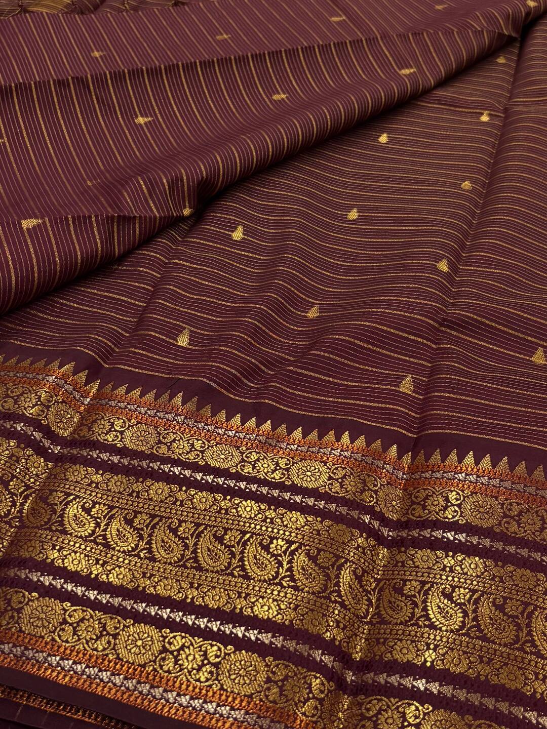 Maroon Checked Tissue Cotton Silk Saree