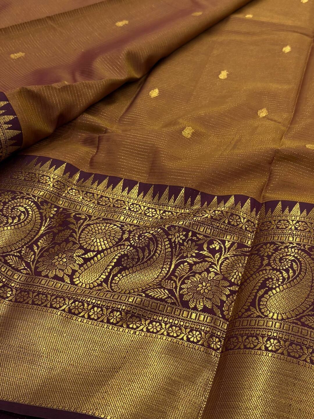 Mustard Yellow Checked Tissue Cotton Silk Saree