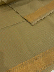 Pastel Green Checked Tissue Cotton Saree