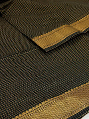 Emerald Green Checked Tissue Cotton Saree