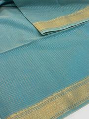 Baby Blue Checked Tissue Cotton Saree