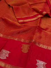 Golden Chili Red Chiffon Silk Saree
