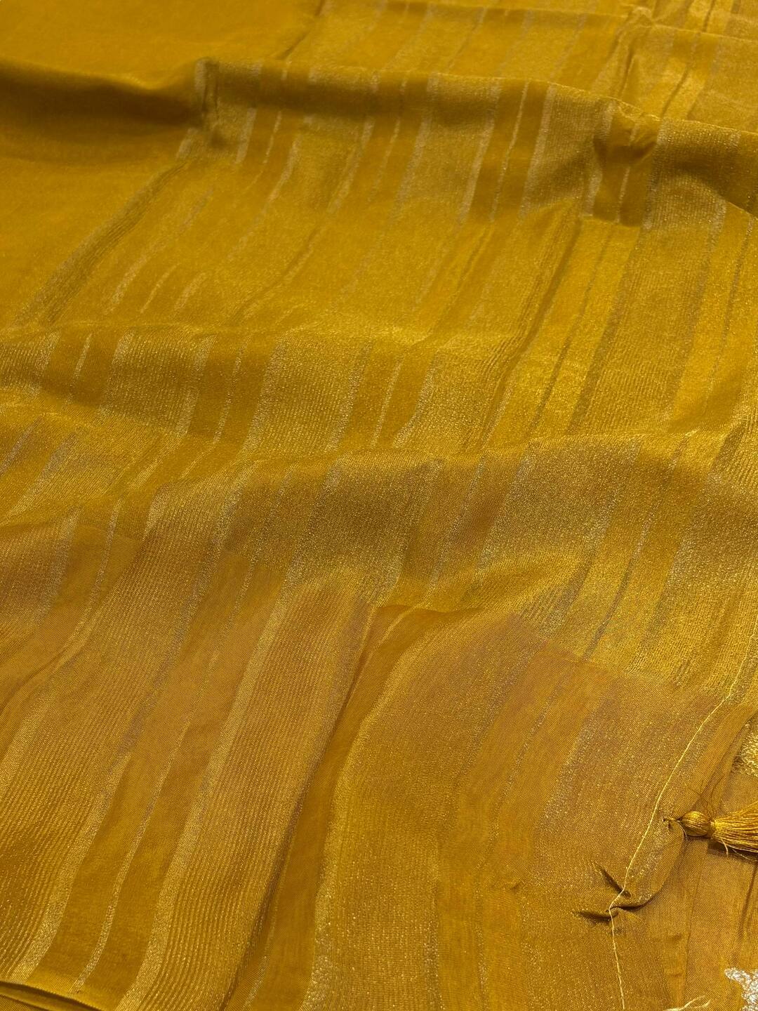 Golden Yellow Chiffon Silk Saree