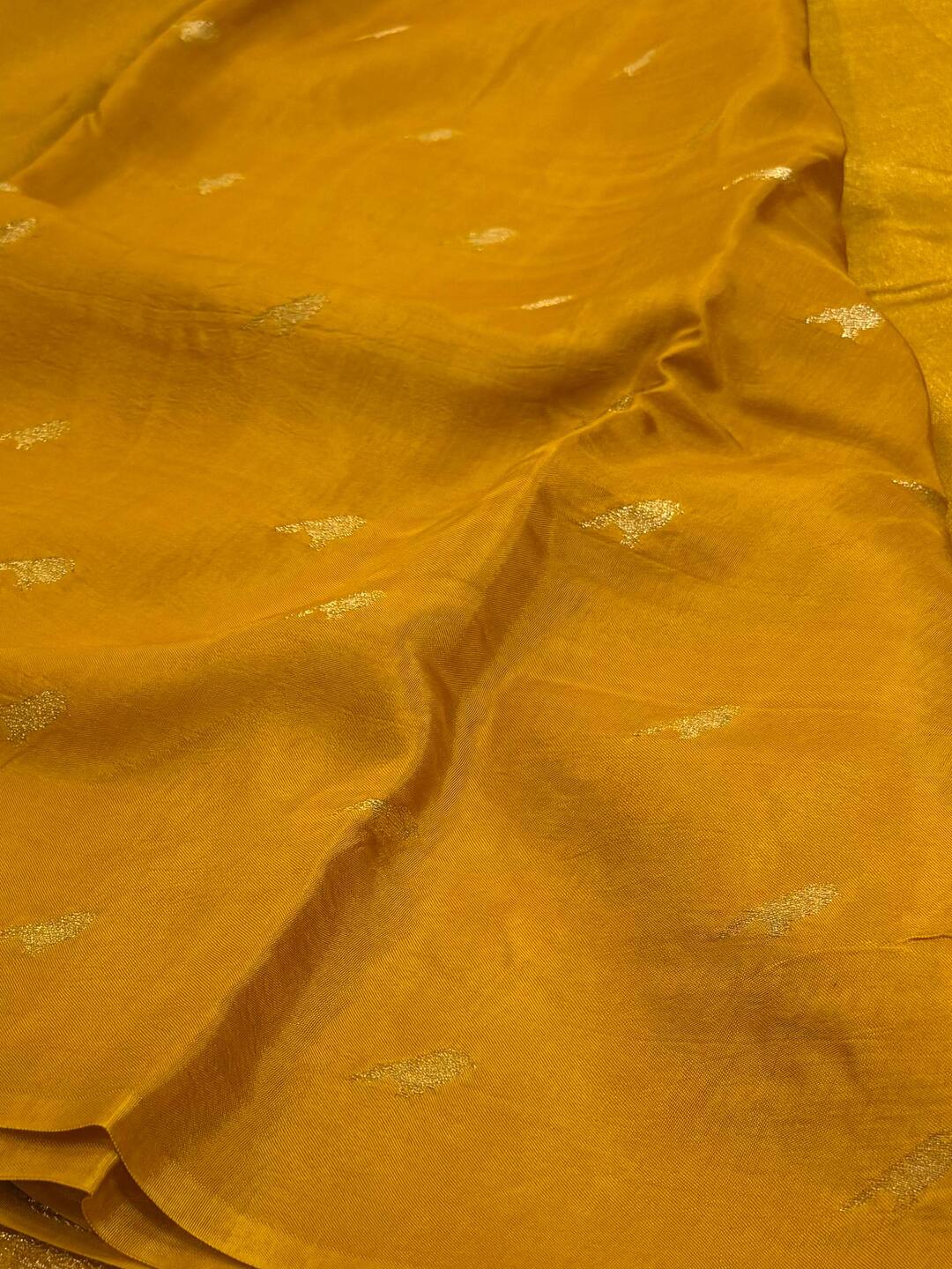 Golden Yellow Chiffon Silk Saree