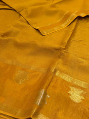 Golden Yellow Chiffon Silk Saree