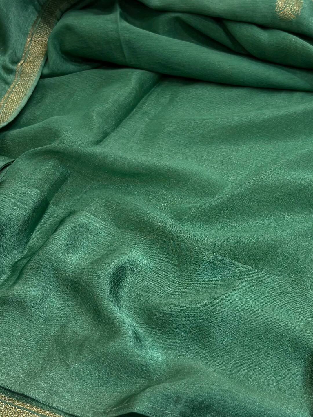 Turquoise Banaras Satin Silk Saree