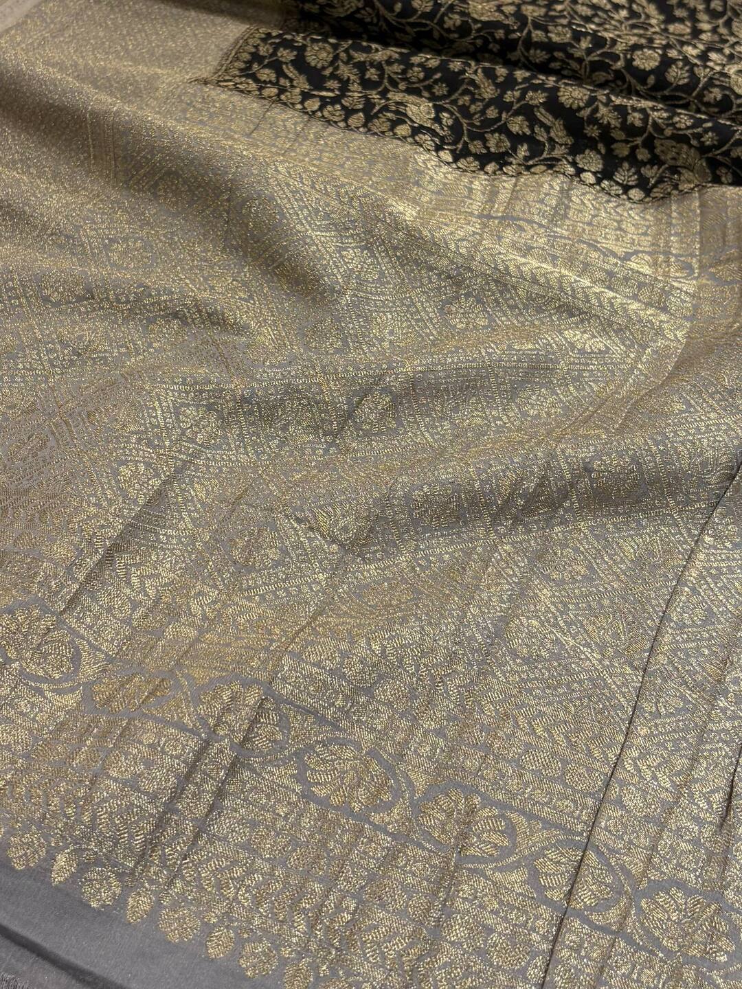 Black Banaras Chiffon Silk Saree