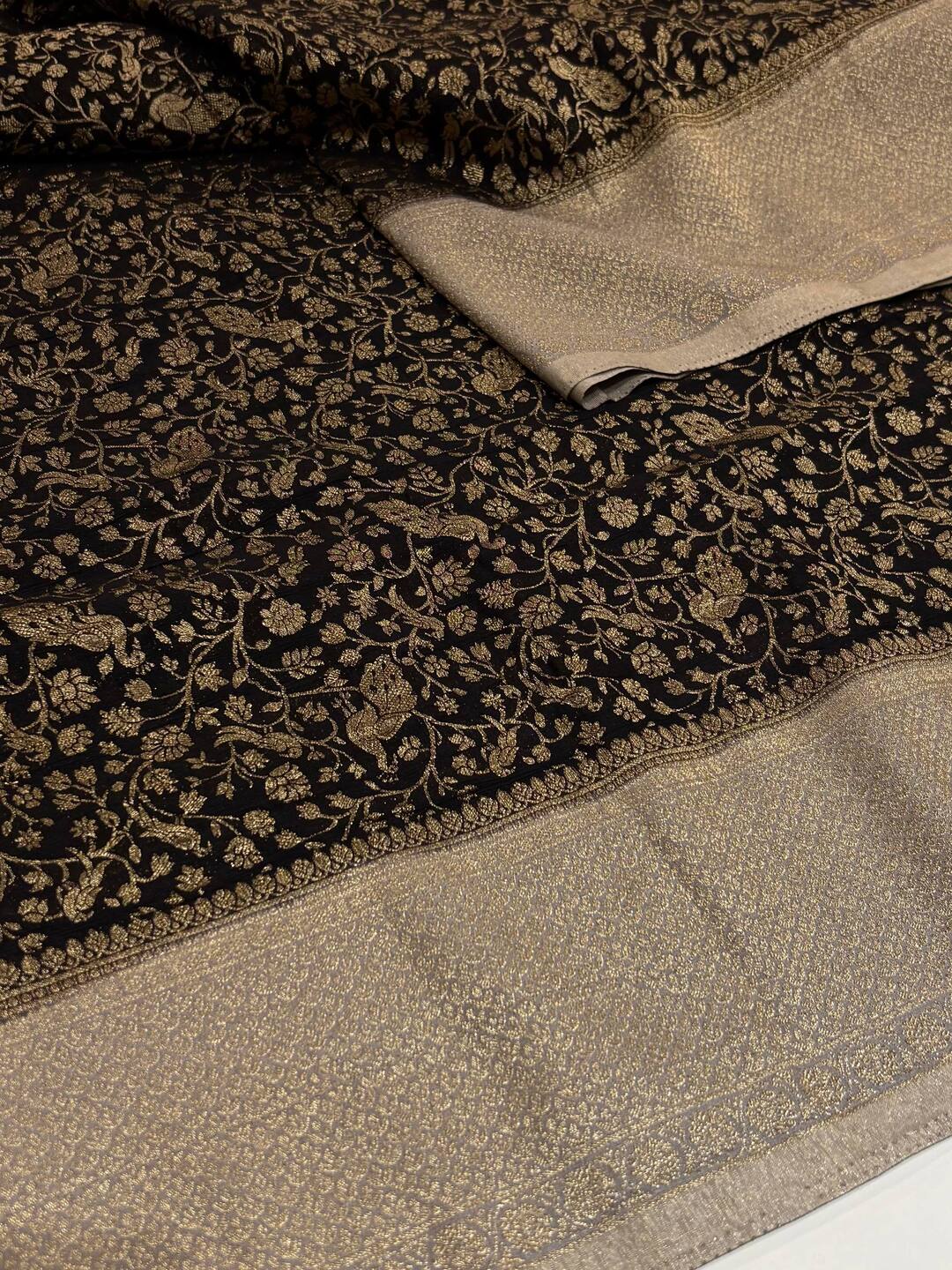 Black Banaras Chiffon Silk Saree