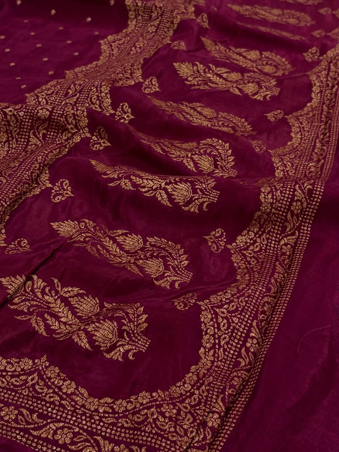 Wine Purple Satin Silk Saree