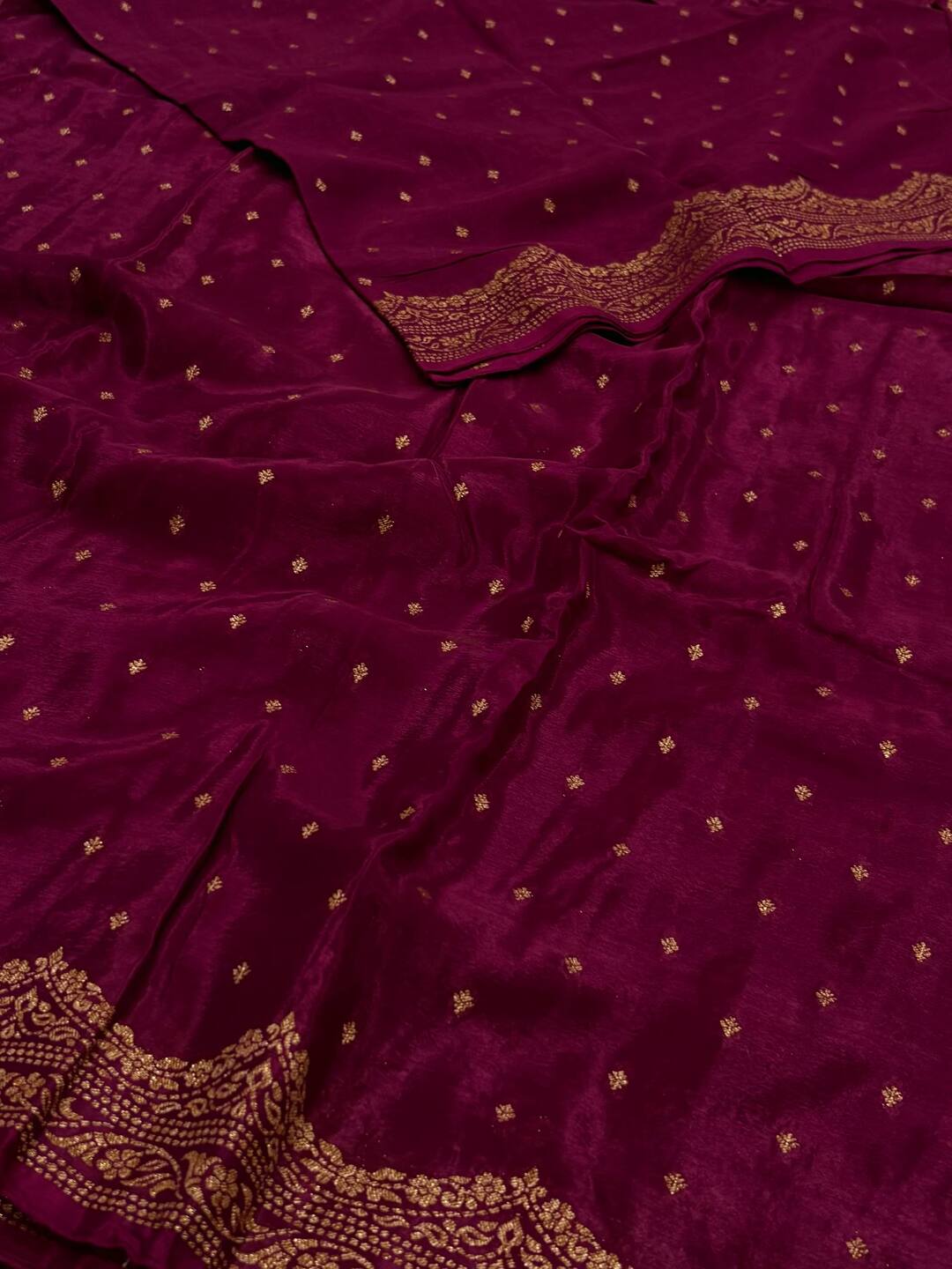 Wine Purple Satin Silk Saree