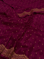 Wine Purple Satin Silk Saree