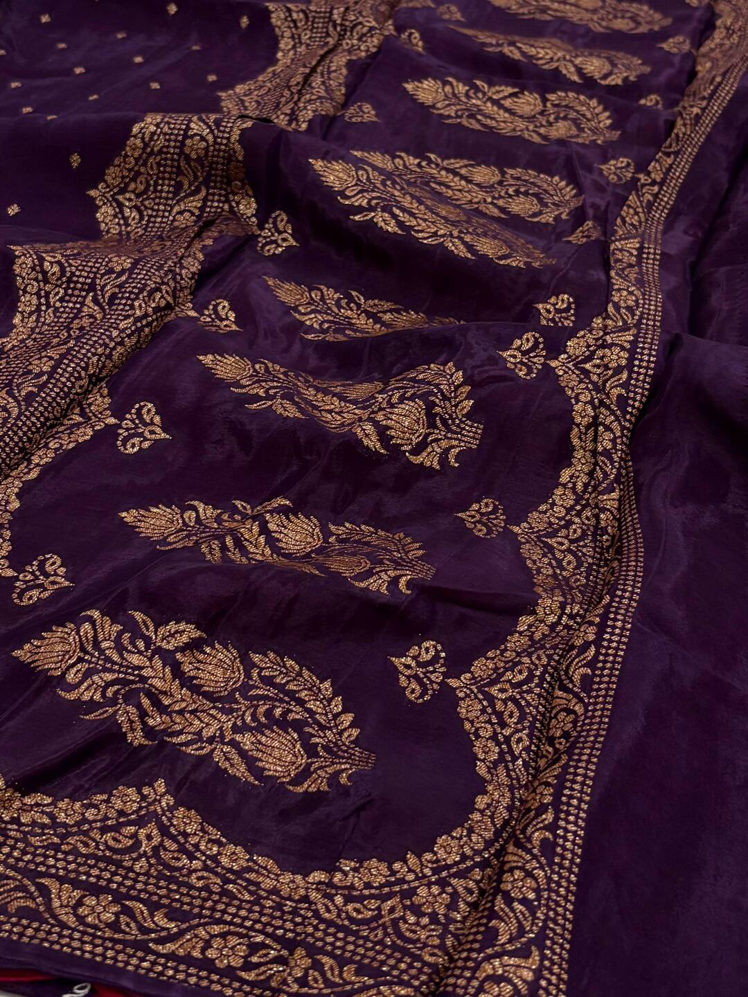 Royal Purple Satin Silk Saree
