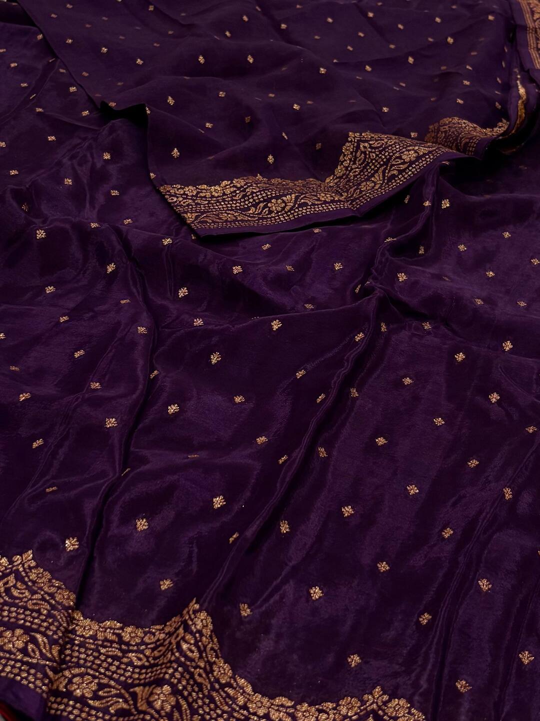 Royal Purple Satin Silk Saree