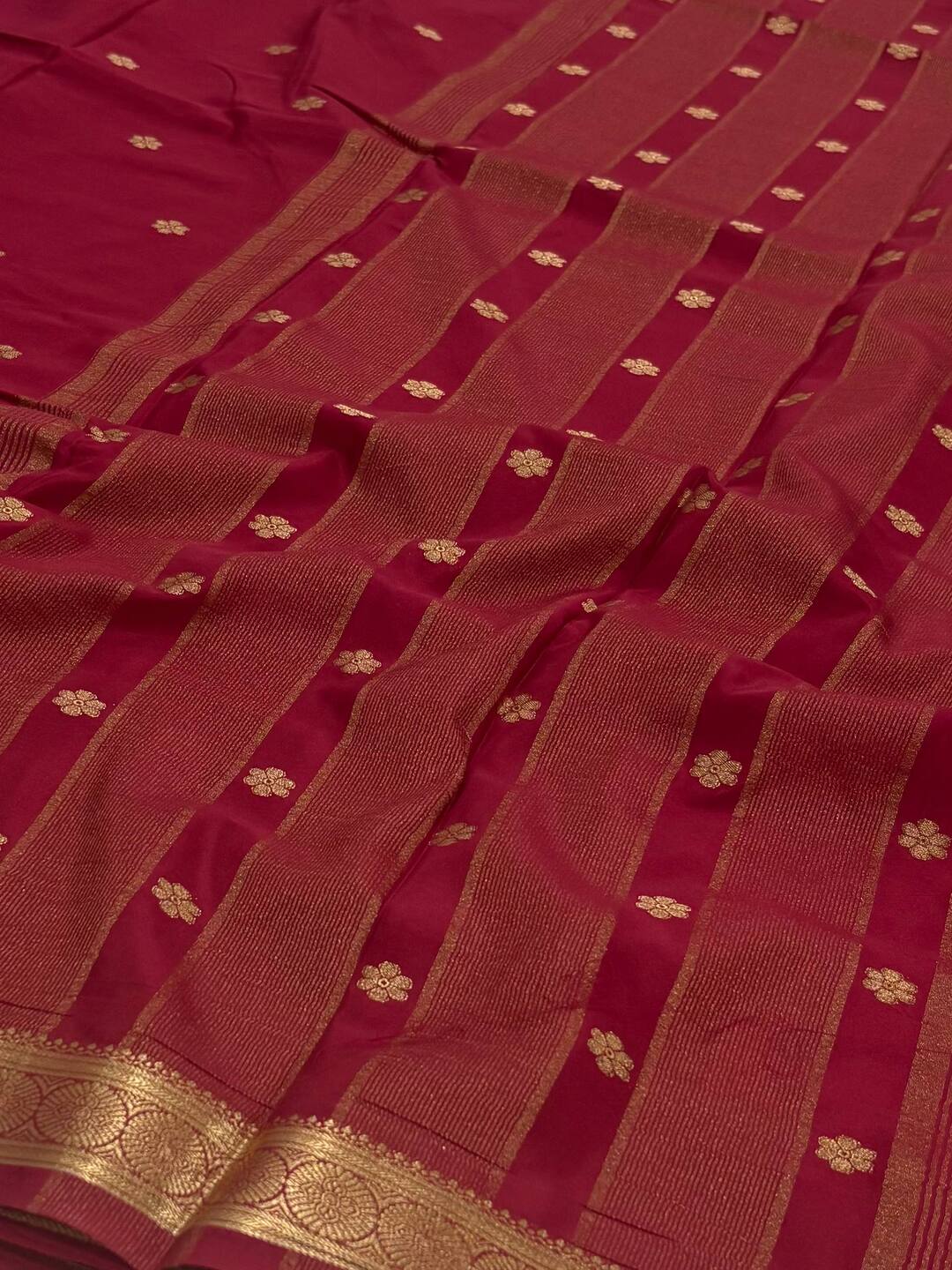 Cherry Red Semi Mysore Saree