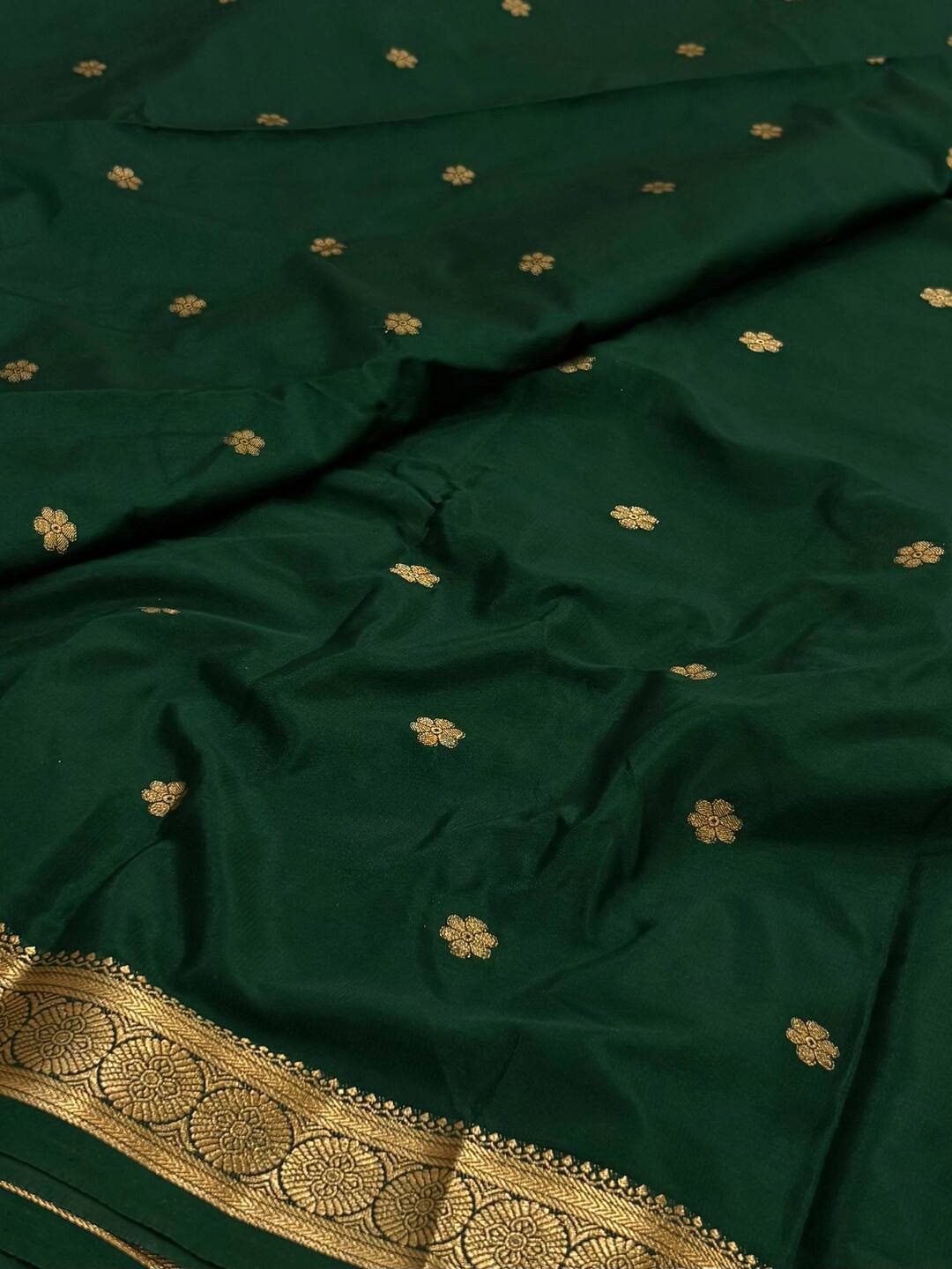 Emerald Green Semi Mysore Saree