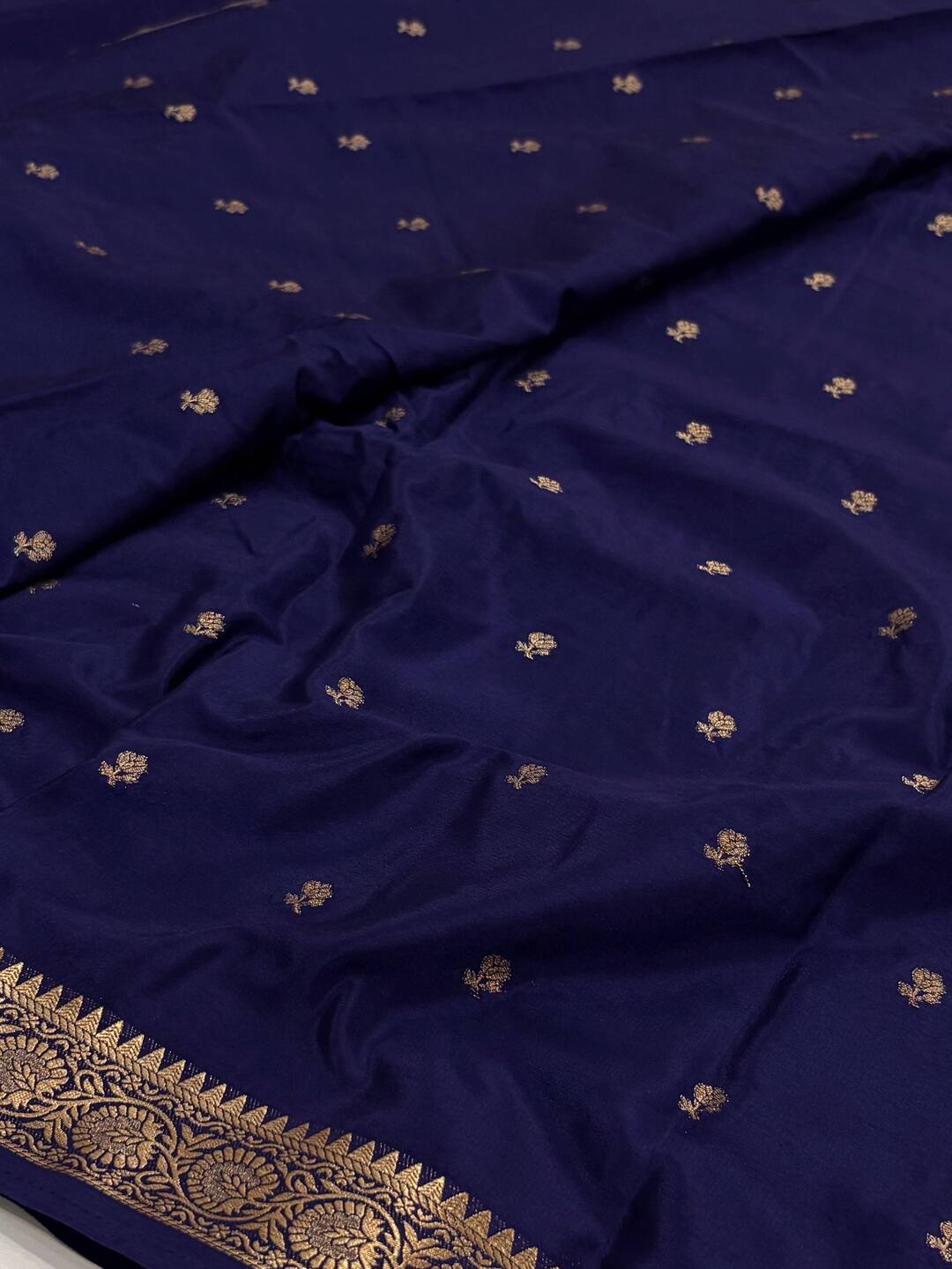 Navy Blue Semi Mysore Saree