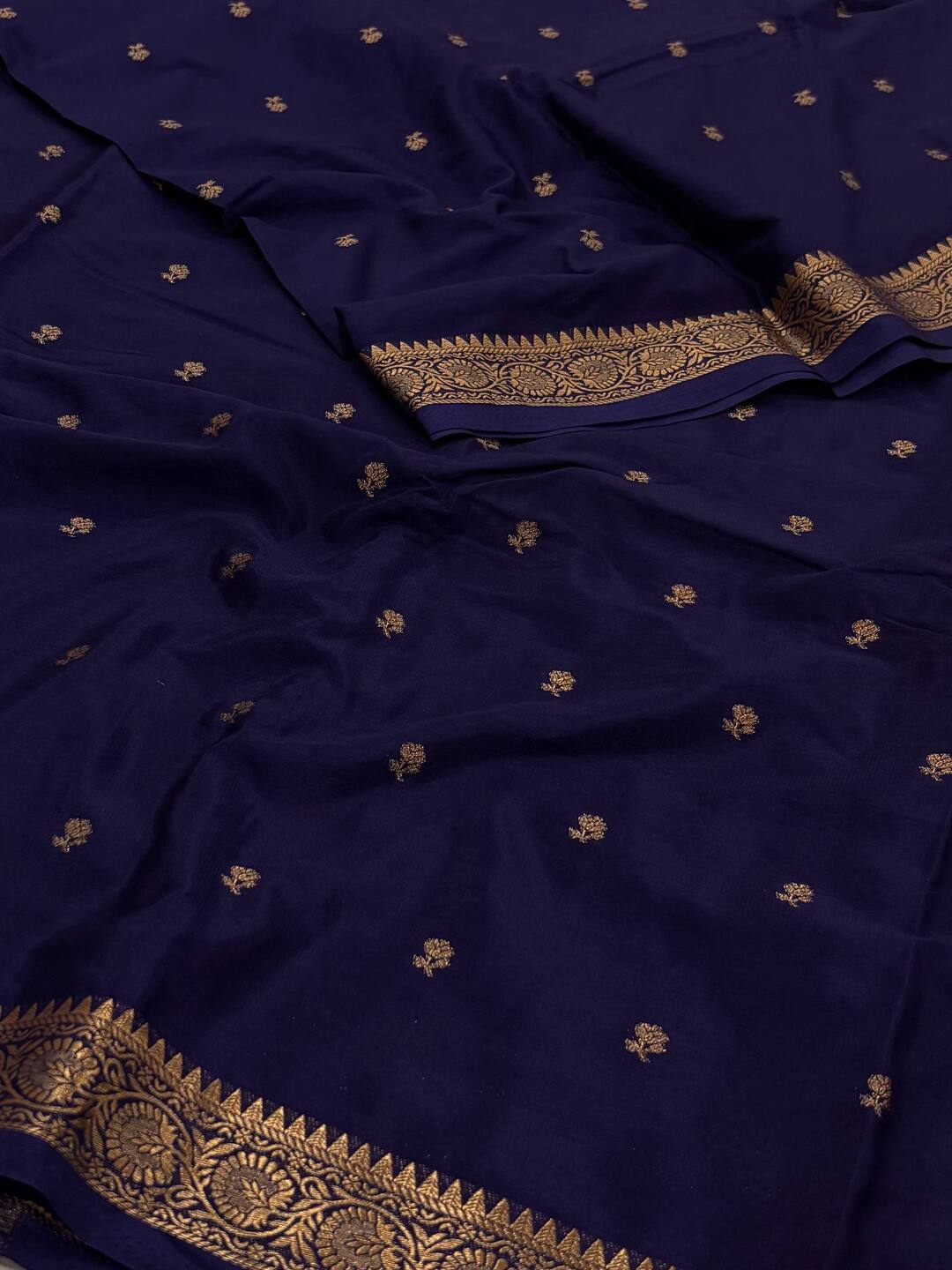 Navy Blue Semi Mysore Saree
