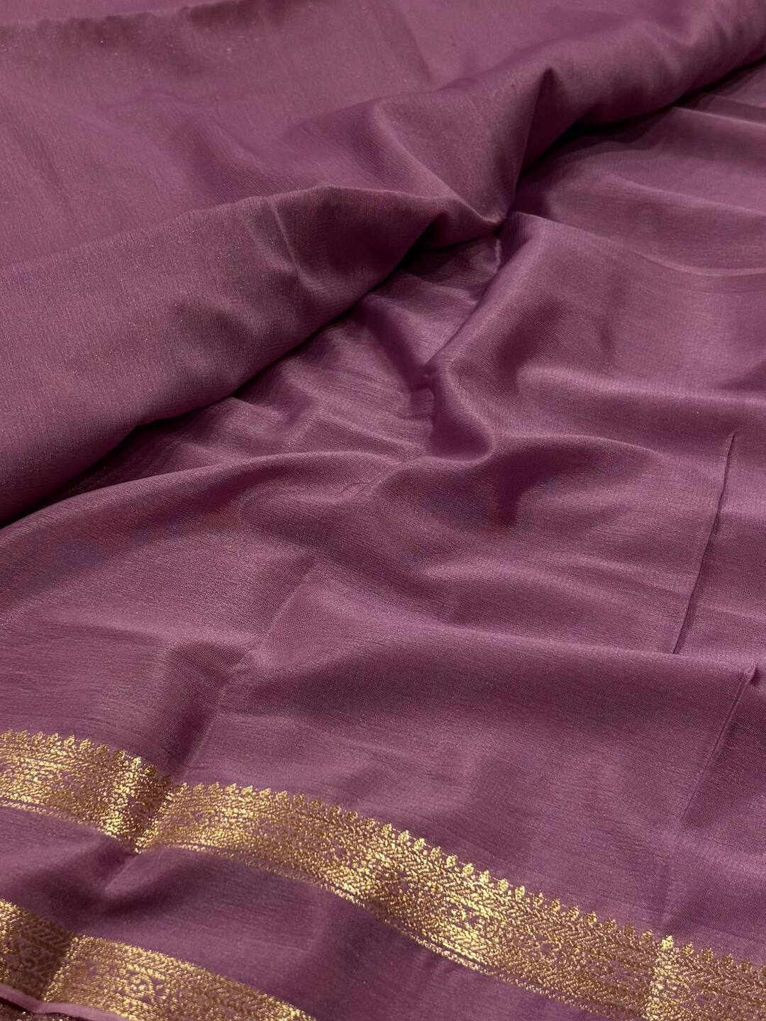 Lavender Purple Chiffon Silk Saree