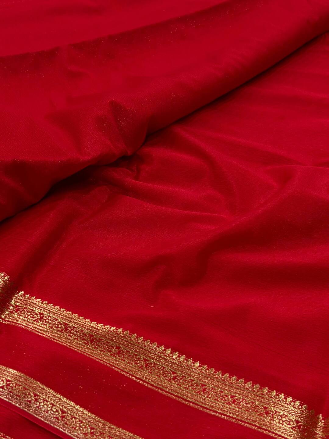 Chili Red Chiffon Silk Saree