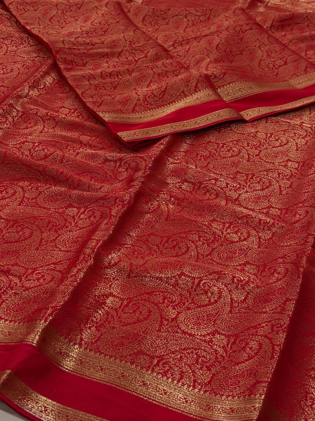 Chili Red Chiffon Silk Saree