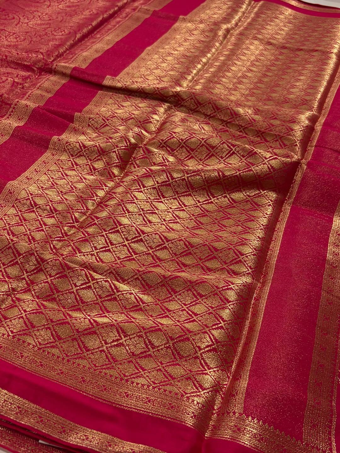Hot Pink Chiffon Silk Saree