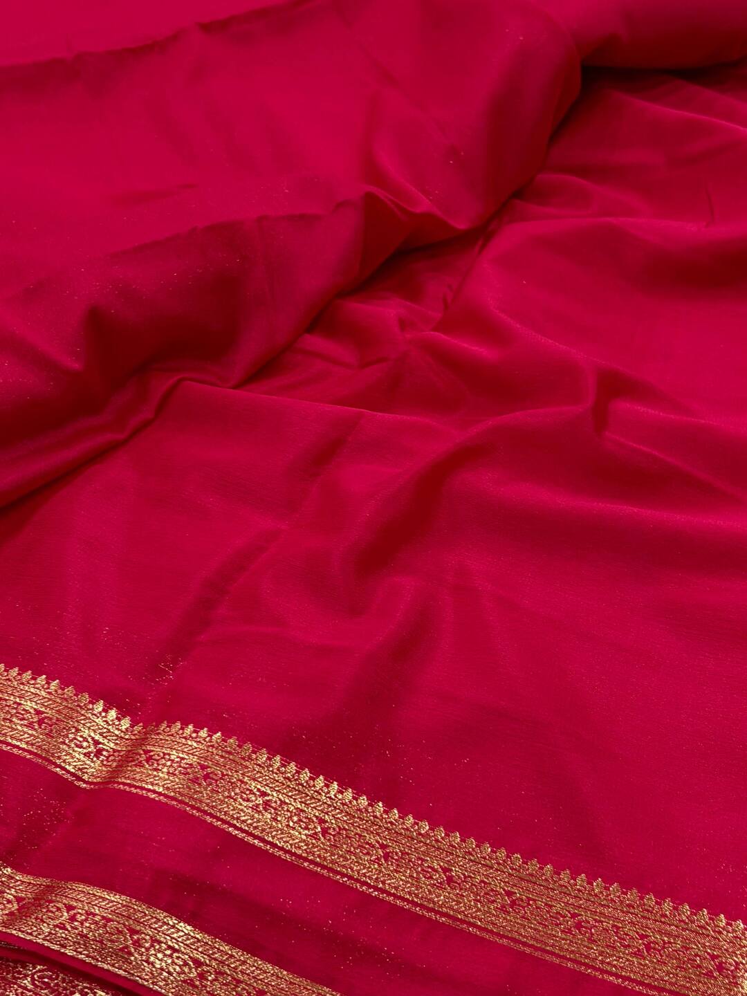 Hot Pink Chiffon Silk Saree