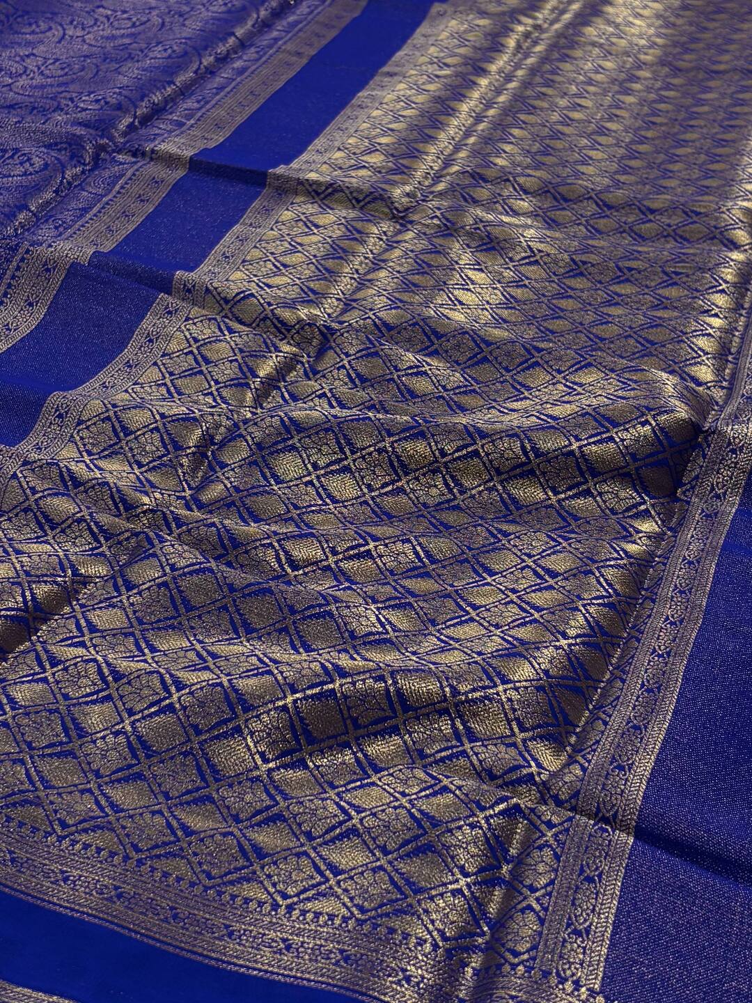Royal Blue Chiffon Silk Saree