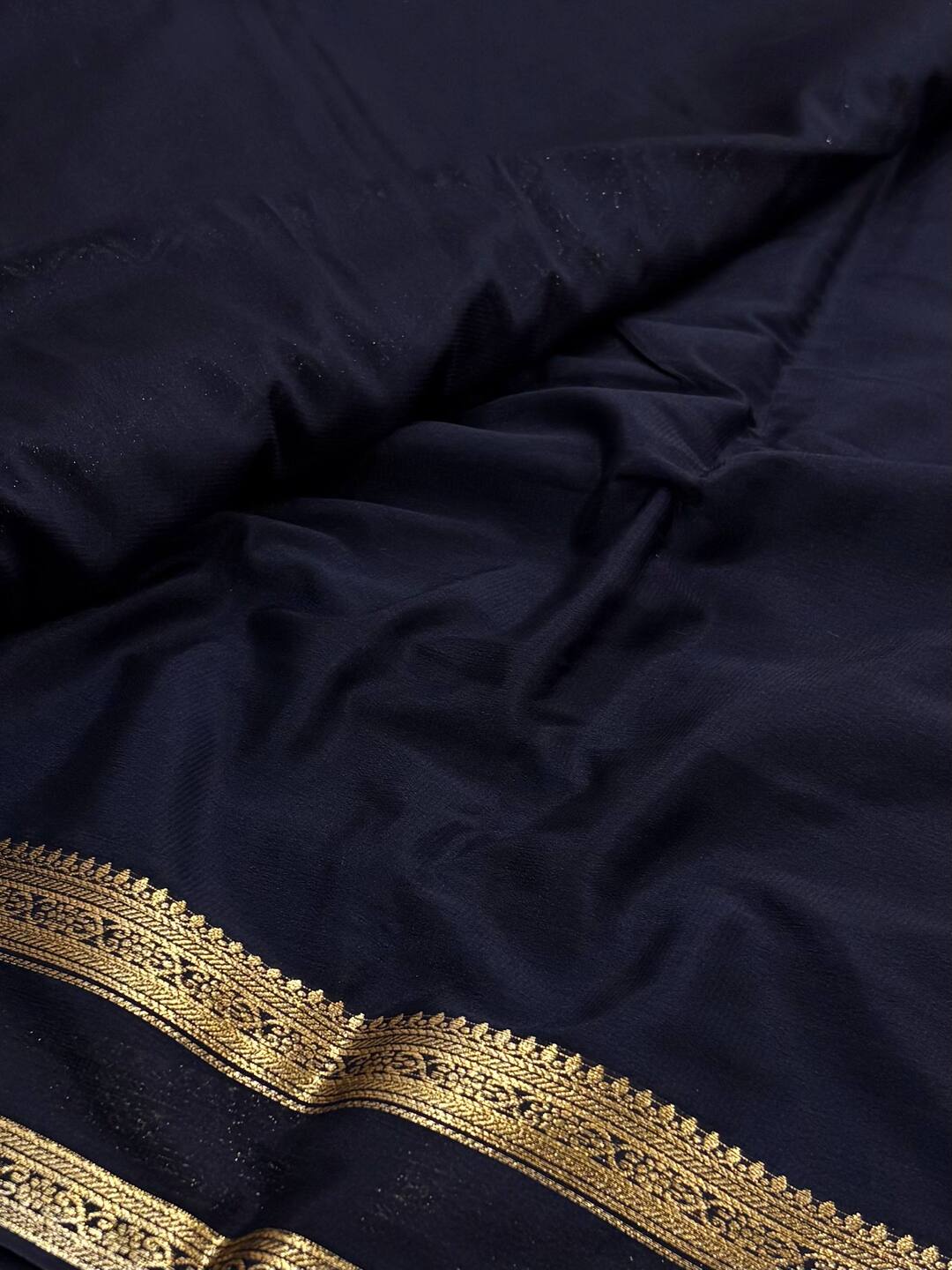 Midnight Blue Chiffon Silk Saree
