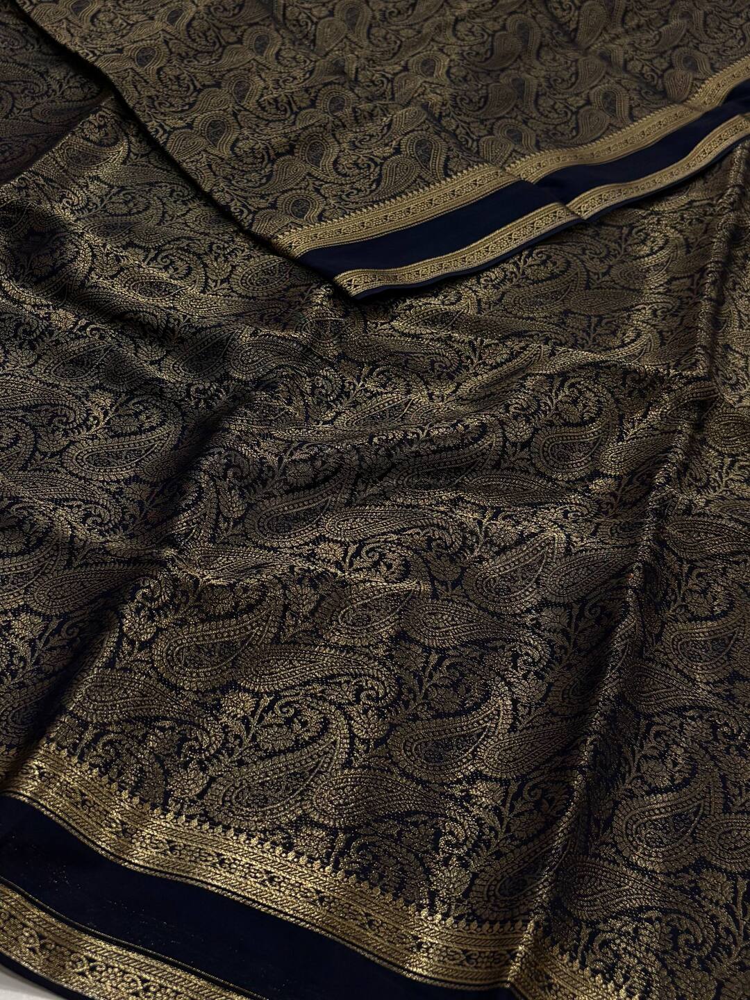 Midnight Blue Chiffon Silk Saree