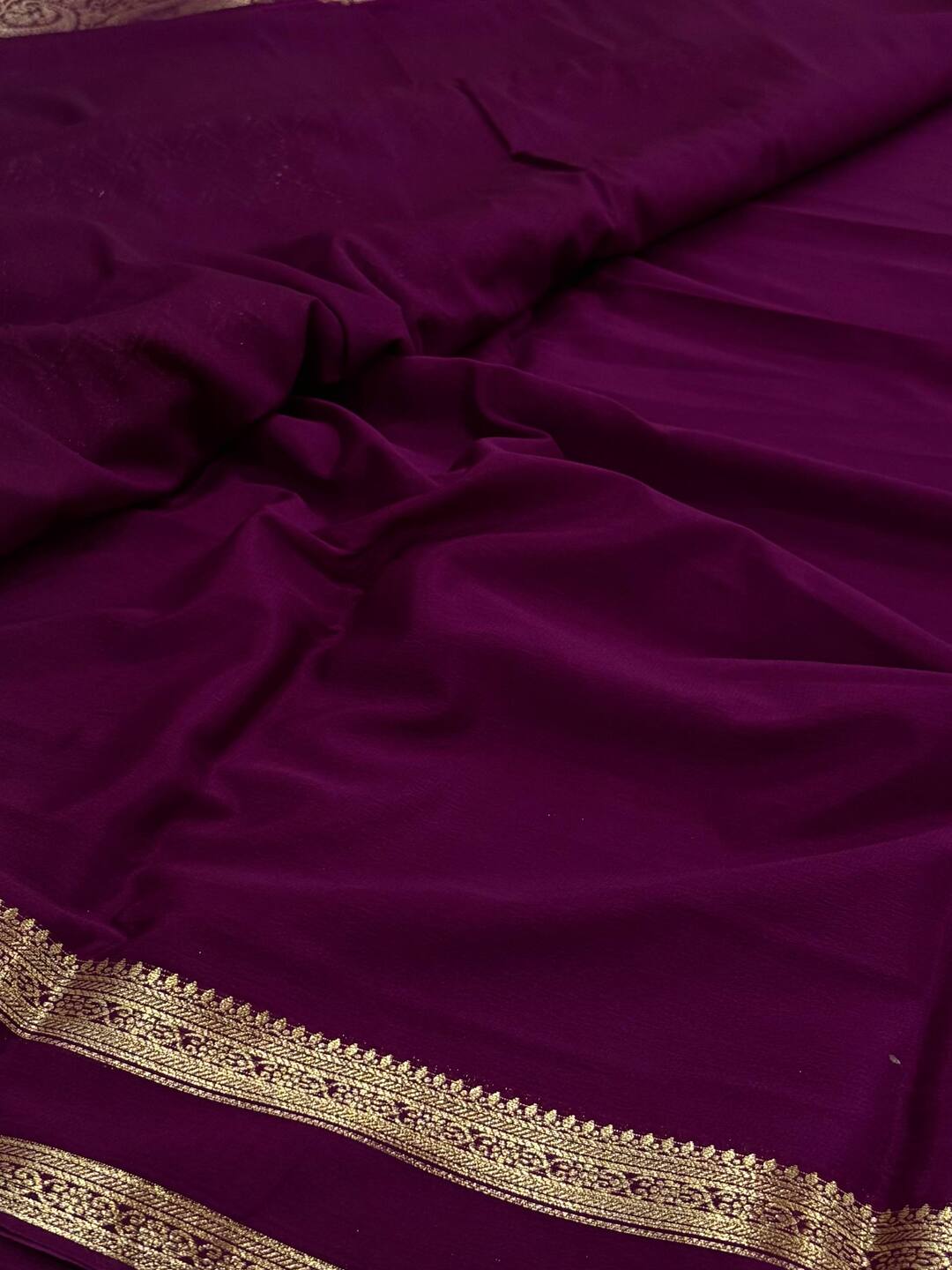 Wine Purple Chiffon Silk Saree