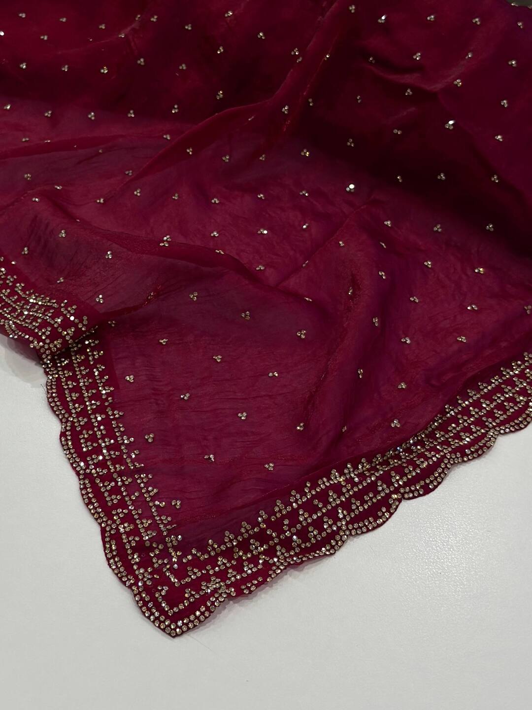 Magenta Pink Georgette Silk Saree