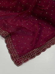 Magenta Pink Georgette Silk Saree