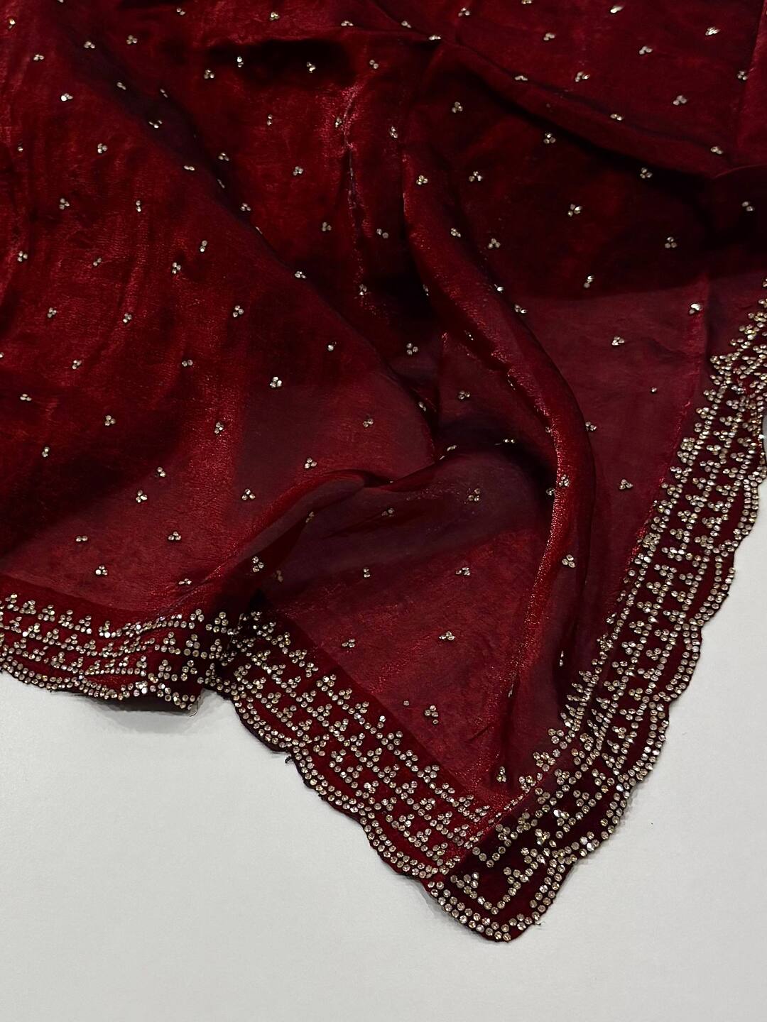 Maroon Georgette Silk Saree