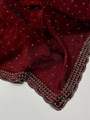 Maroon Georgette Silk Saree