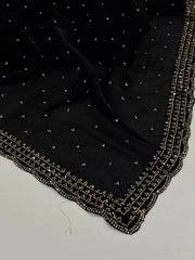 Black Georgette Silk Saree