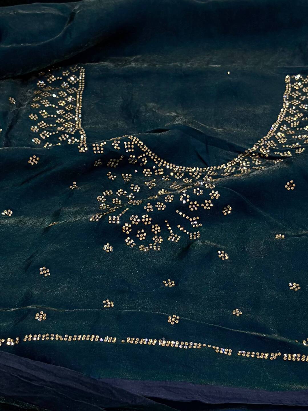 Teal Blue Georgette Silk Saree