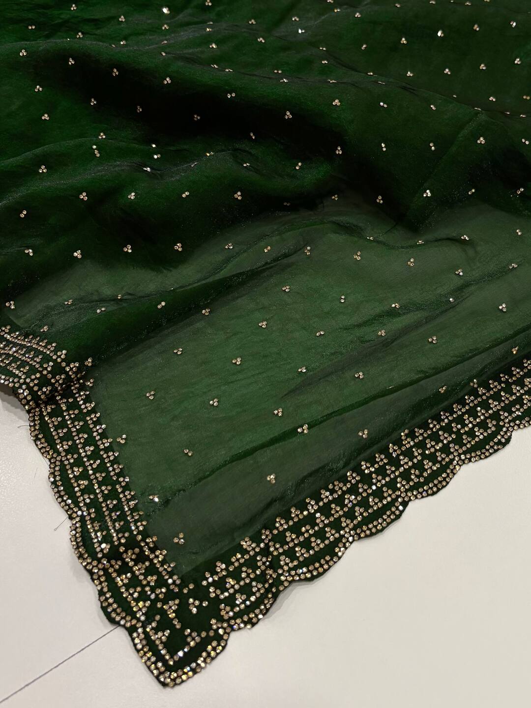 Forest Green Georgette Silk Saree
