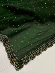 Forest Green Georgette Silk Saree