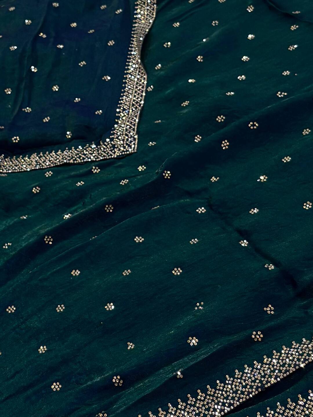 Teal Blue Georgette Silk Saree