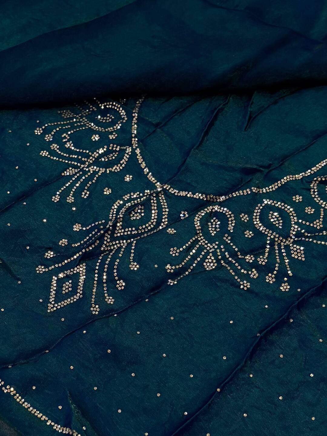 Teal Blue Georgette Silk Saree