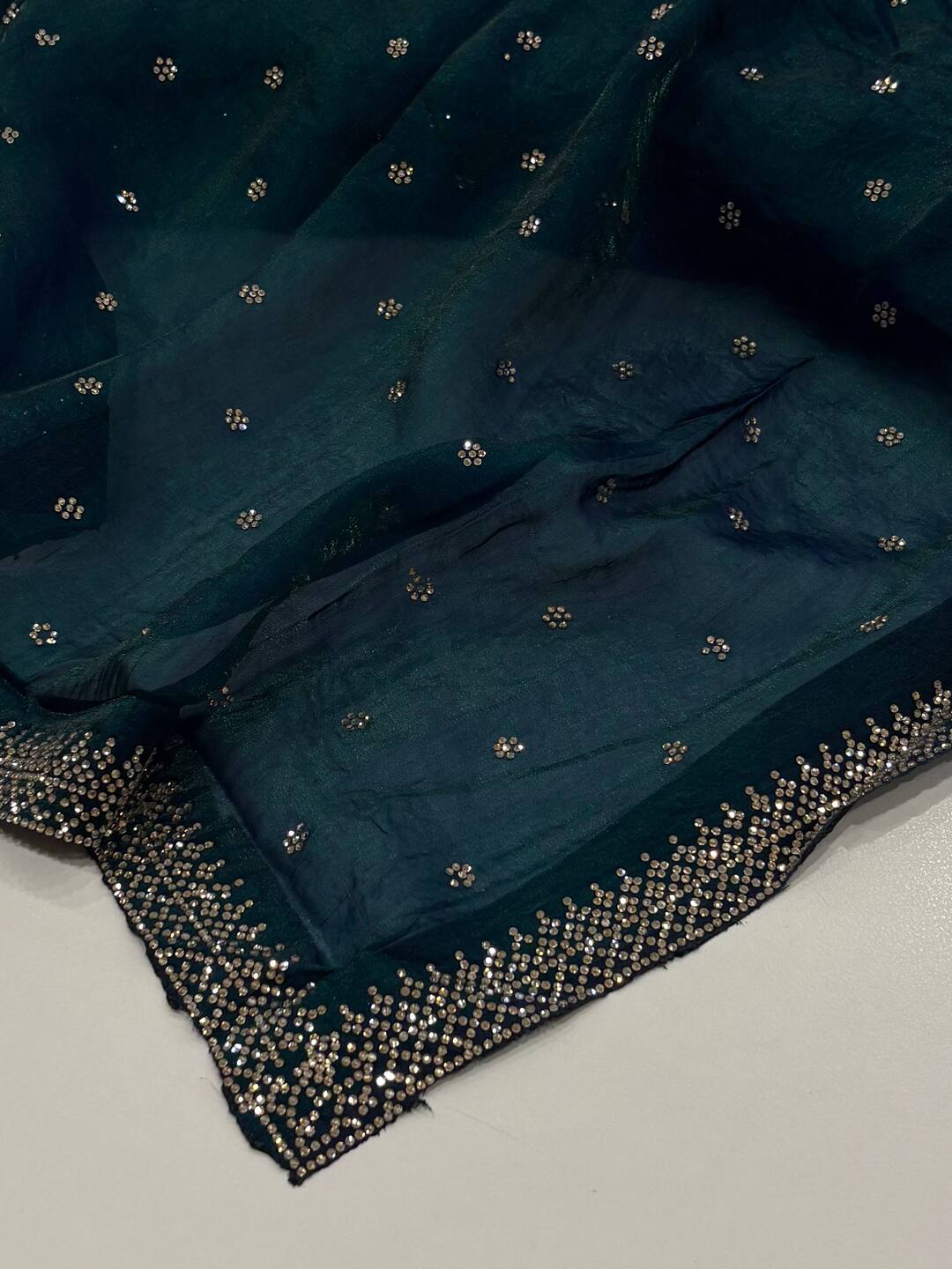 Teal Blue Georgette Silk Saree