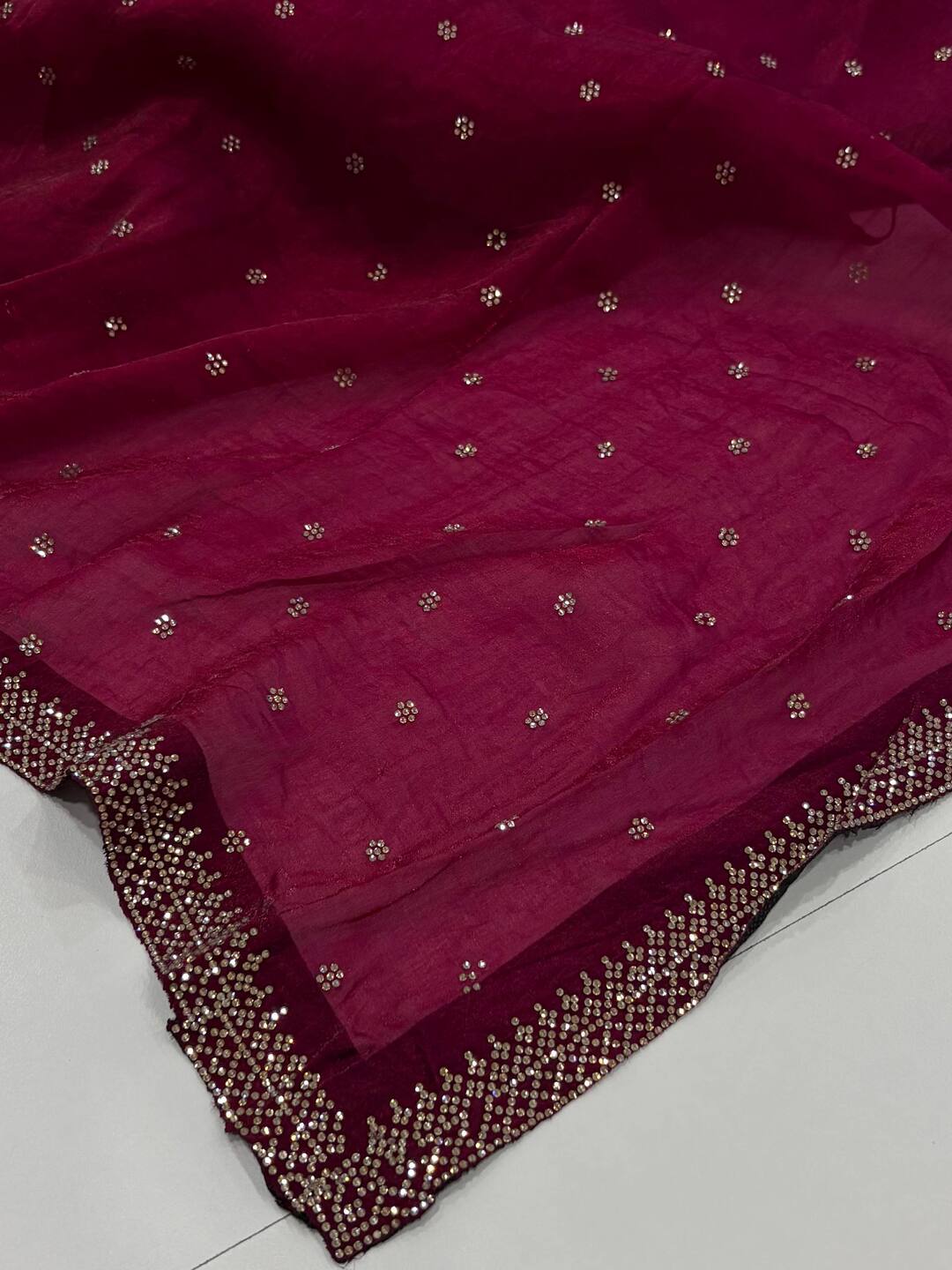 Magenta Pink Georgette Silk Saree