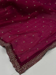 Magenta Pink Georgette Silk Saree